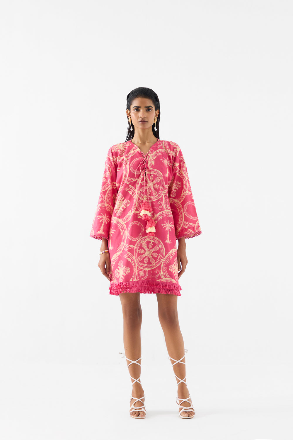 Areca Palm Bell Sleeves Dress