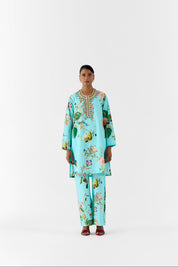 Blue Blossom Stonework Kurta & Pants