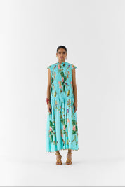 Blue Blossom Ruching Dress