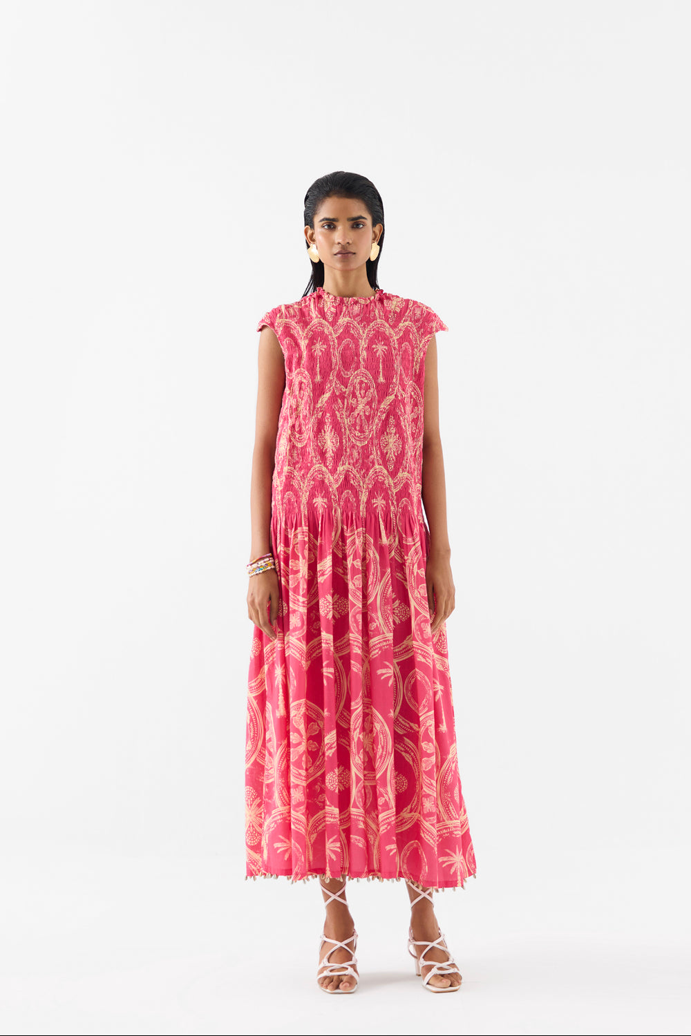 Areca Palm Ruching Dress