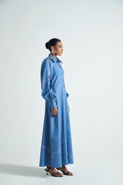 Azure Odyssey Shirt Dress