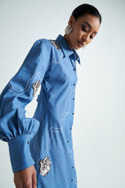 Azure Odyssey Shirt Dress