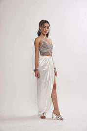 Scarlet White Drape Maxi Skirt