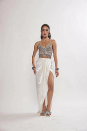 Scarlet White Drape Maxi Skirt
