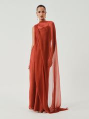 Tyra Slip Dress in Rust With Scarf