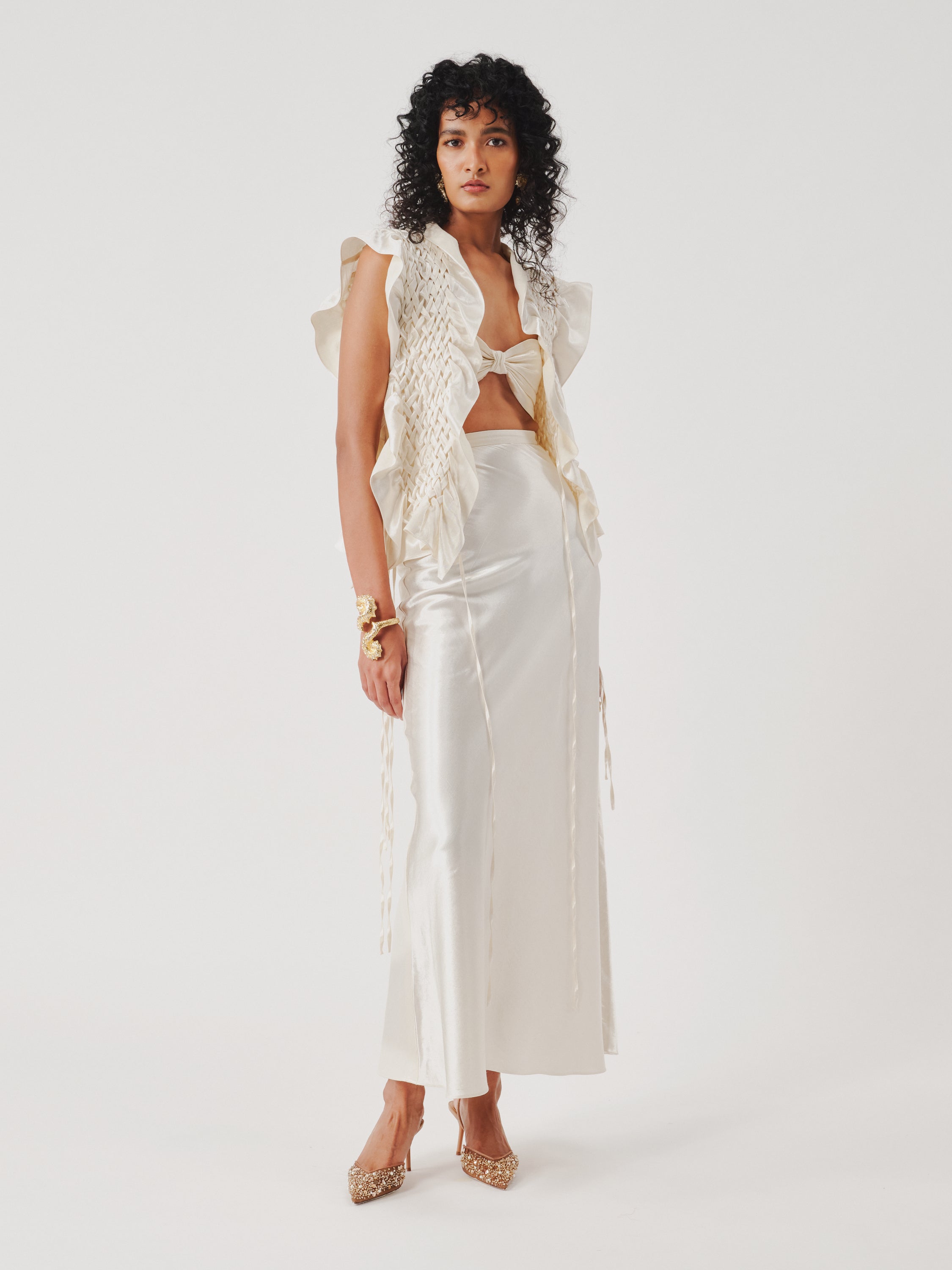 Phoenix Mashru Bib in Ivory