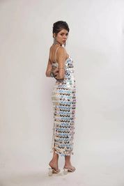 Sea Madien Iridescent White Sequin Maxi Dress