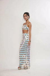 Sea Maiden Iridescent White Sequin Co-ord Set