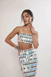 Sea Maiden Iridescent White Sequin Co-ord Set