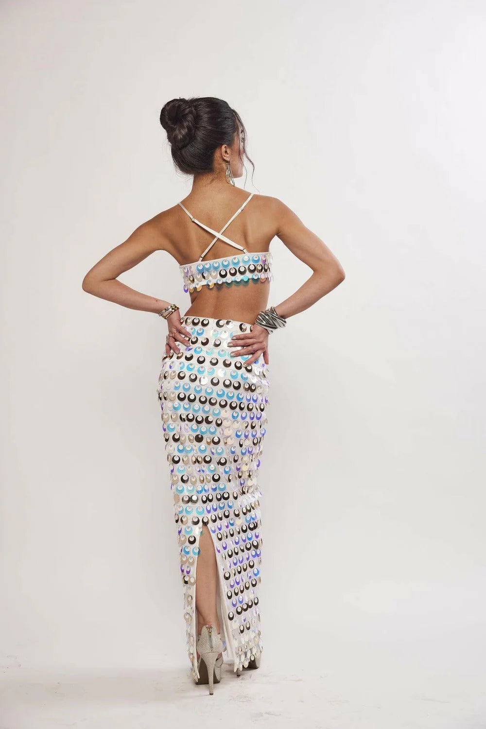 Sea Maiden Iridescent White Sequin Co-ord Set