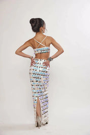 Sea Maiden Iridescent White Sequin Co-ord Set