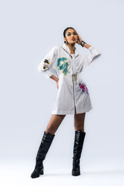 Hand Embroidered Sequin Dress- White