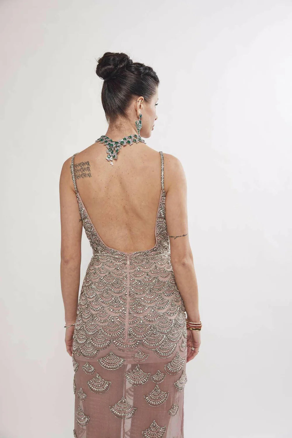 Serena Dusty Pink Crystal Maxi Dress