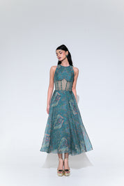 Iris Mist Crystal Midi Dress