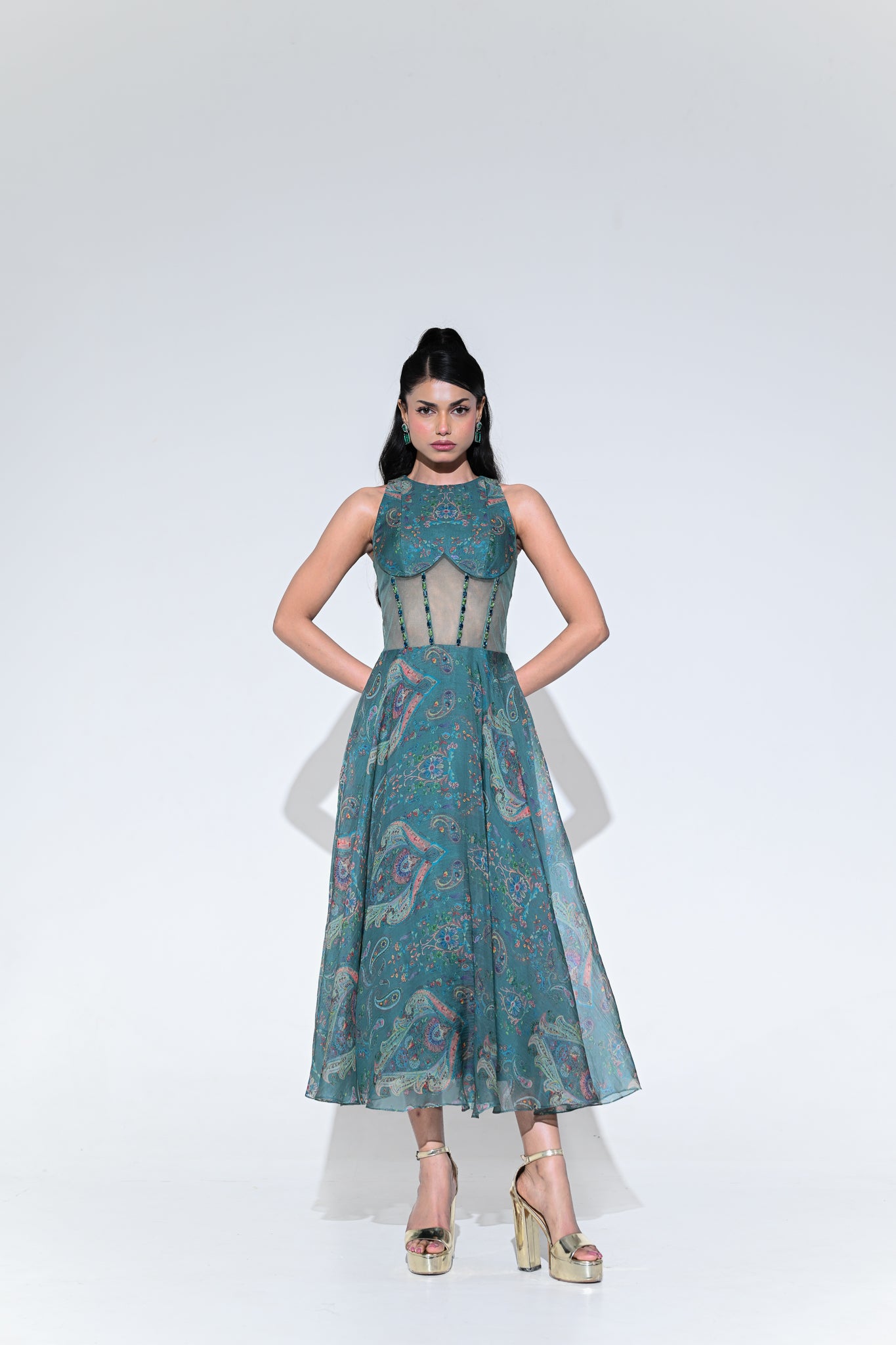 Iris Mist Crystal Midi Dress