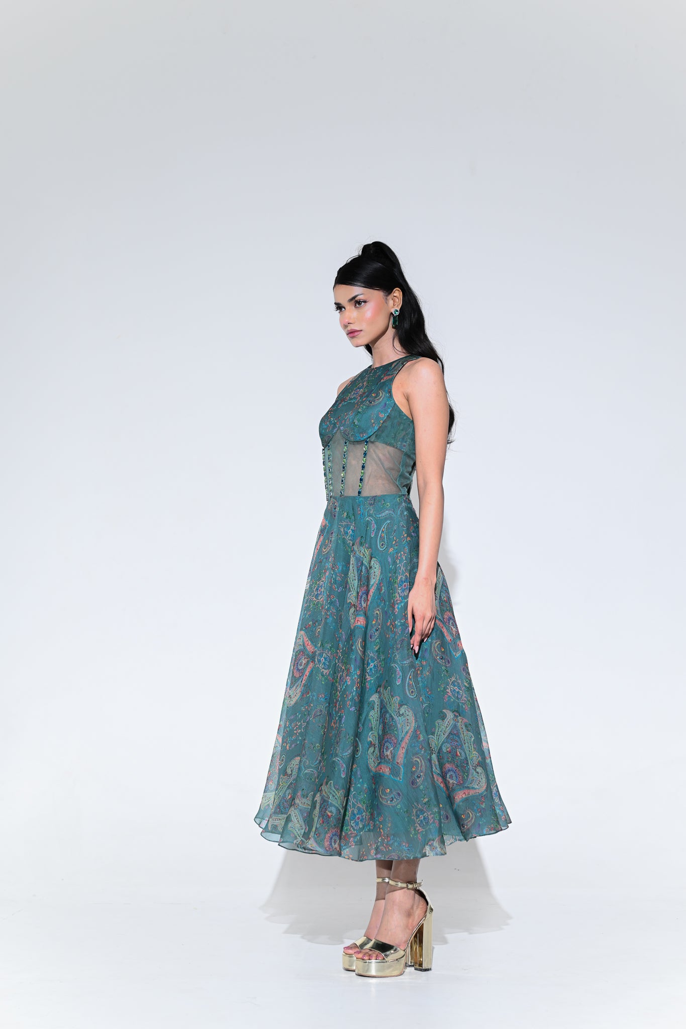 Iris Mist Crystal Midi Dress