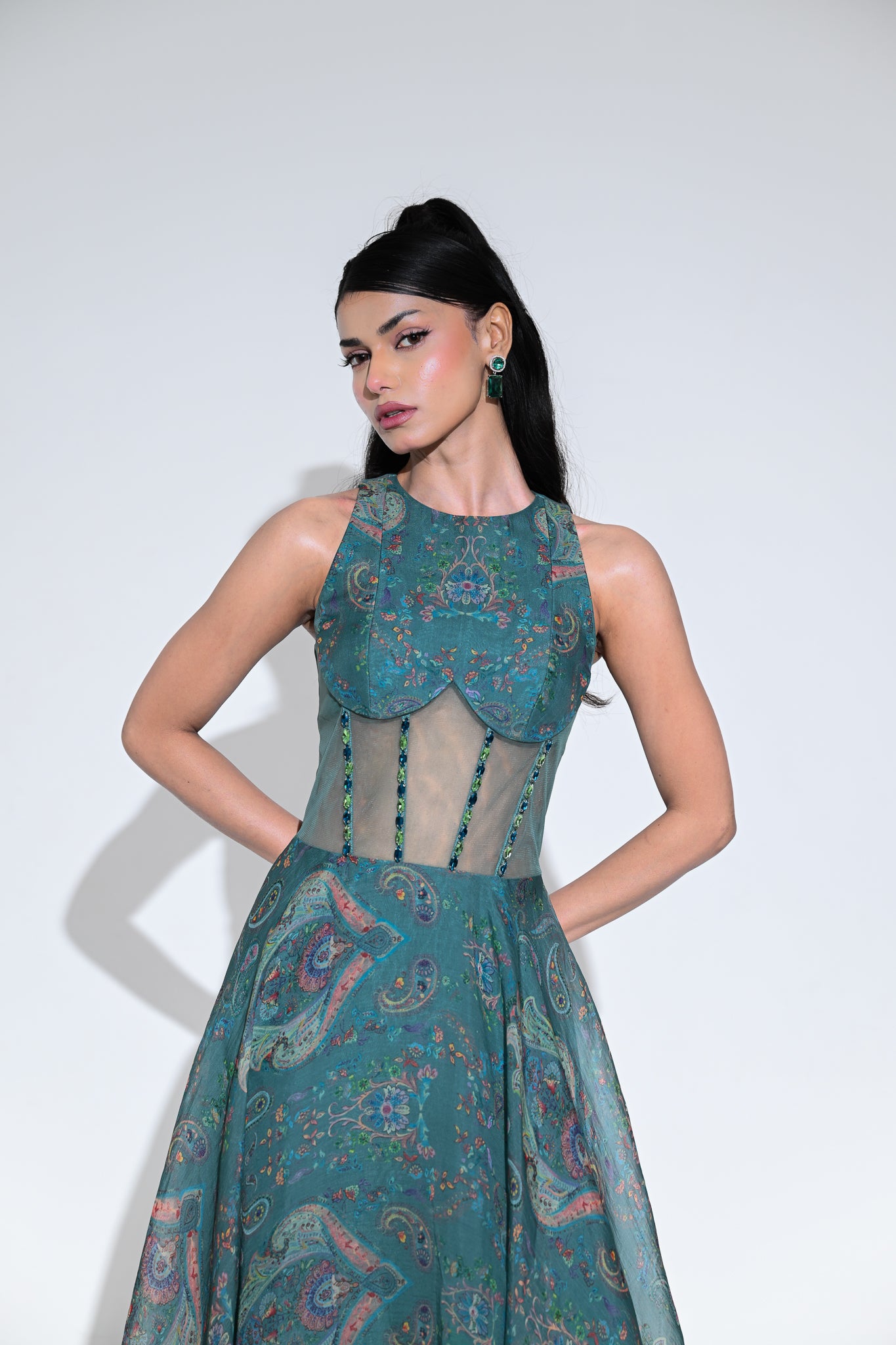 Iris Mist Crystal Midi Dress