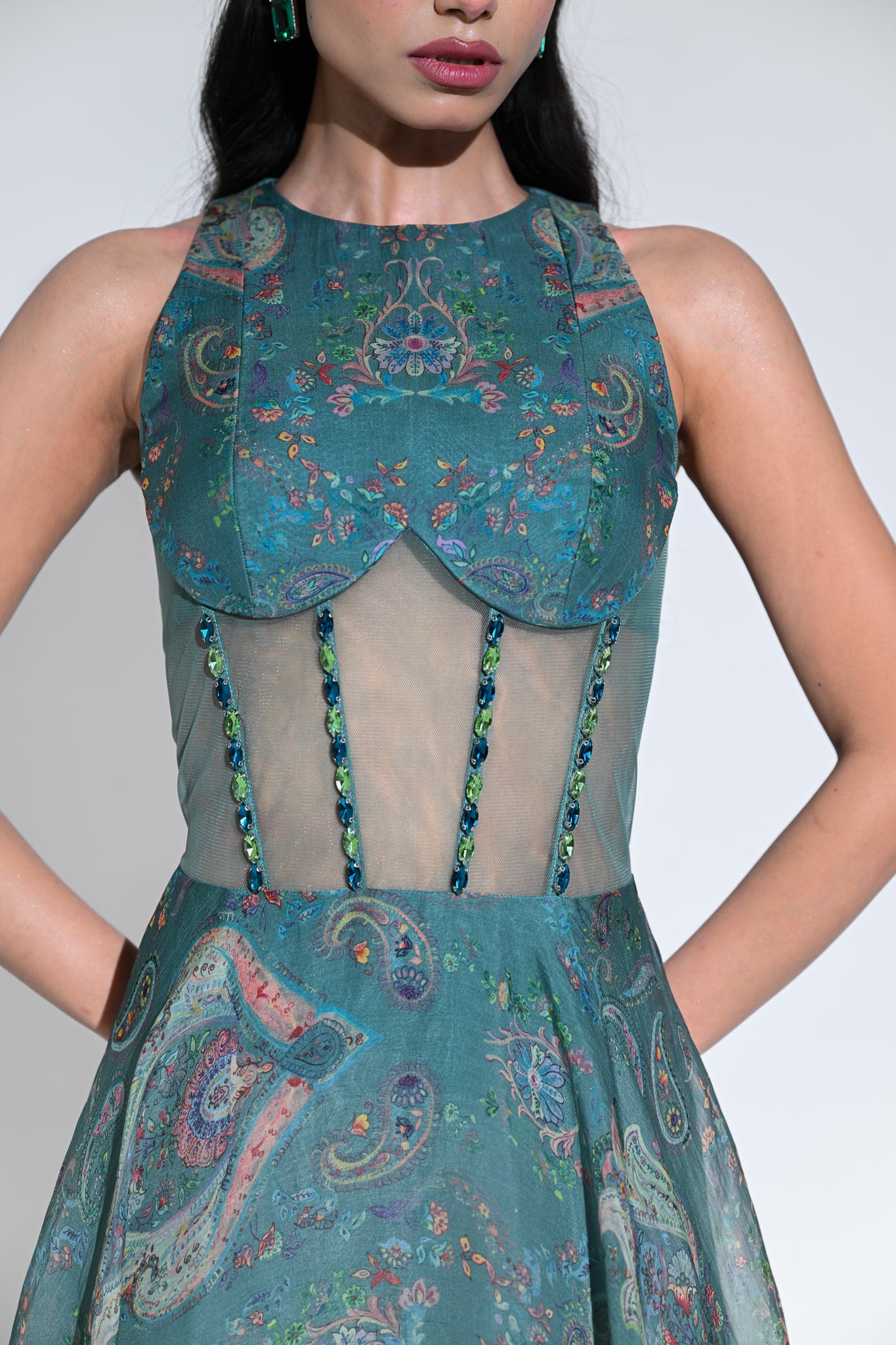 Iris Mist Crystal Midi Dress