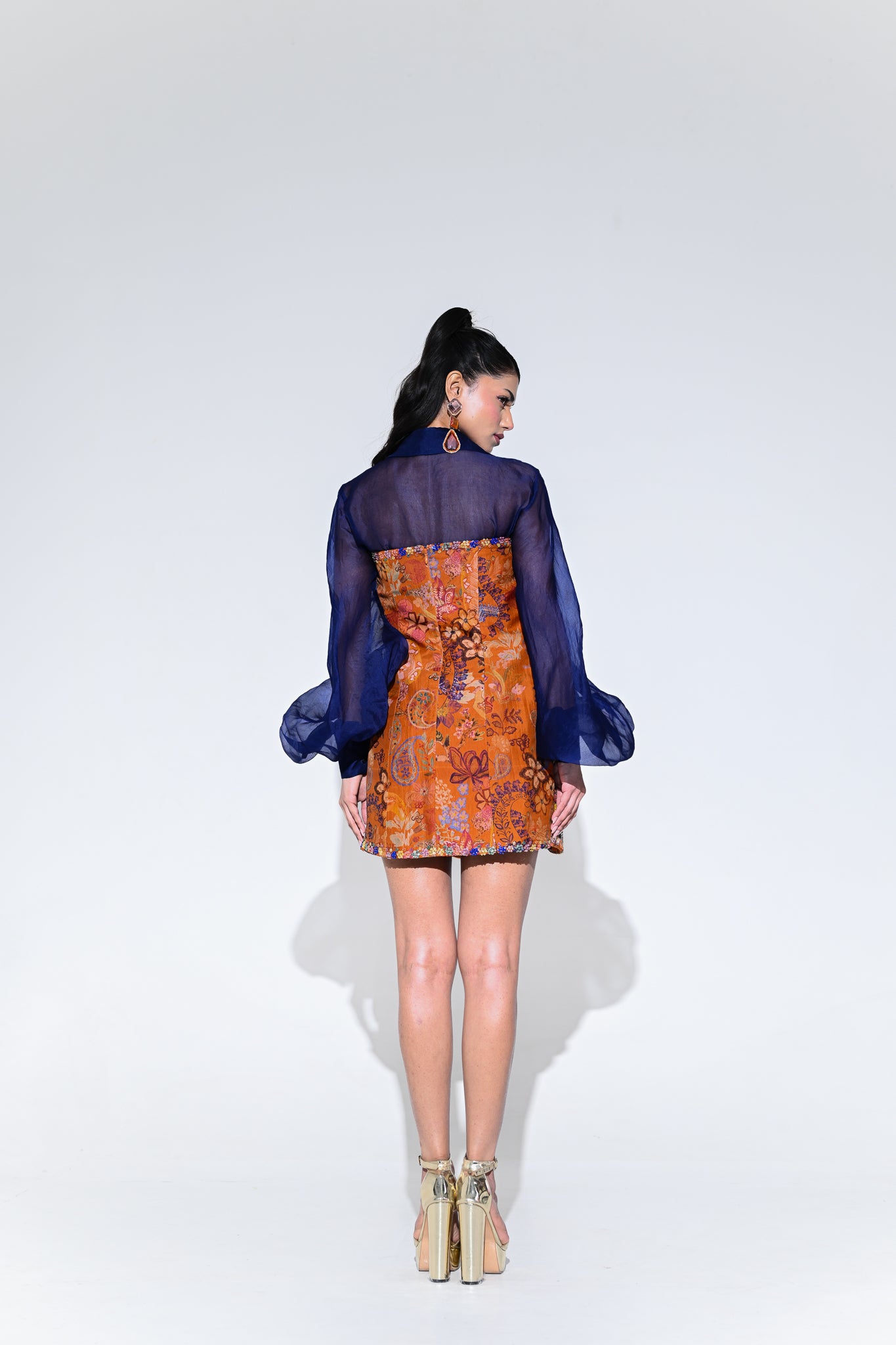 Amber Bloom Embroidered Dress With Shirt