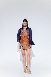 Amber Bloom Embroidered Dress With Shirt