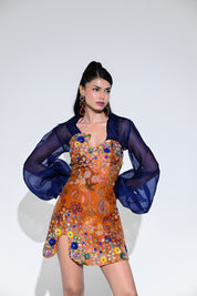 Amber Bloom Embroidered Dress With Shirt