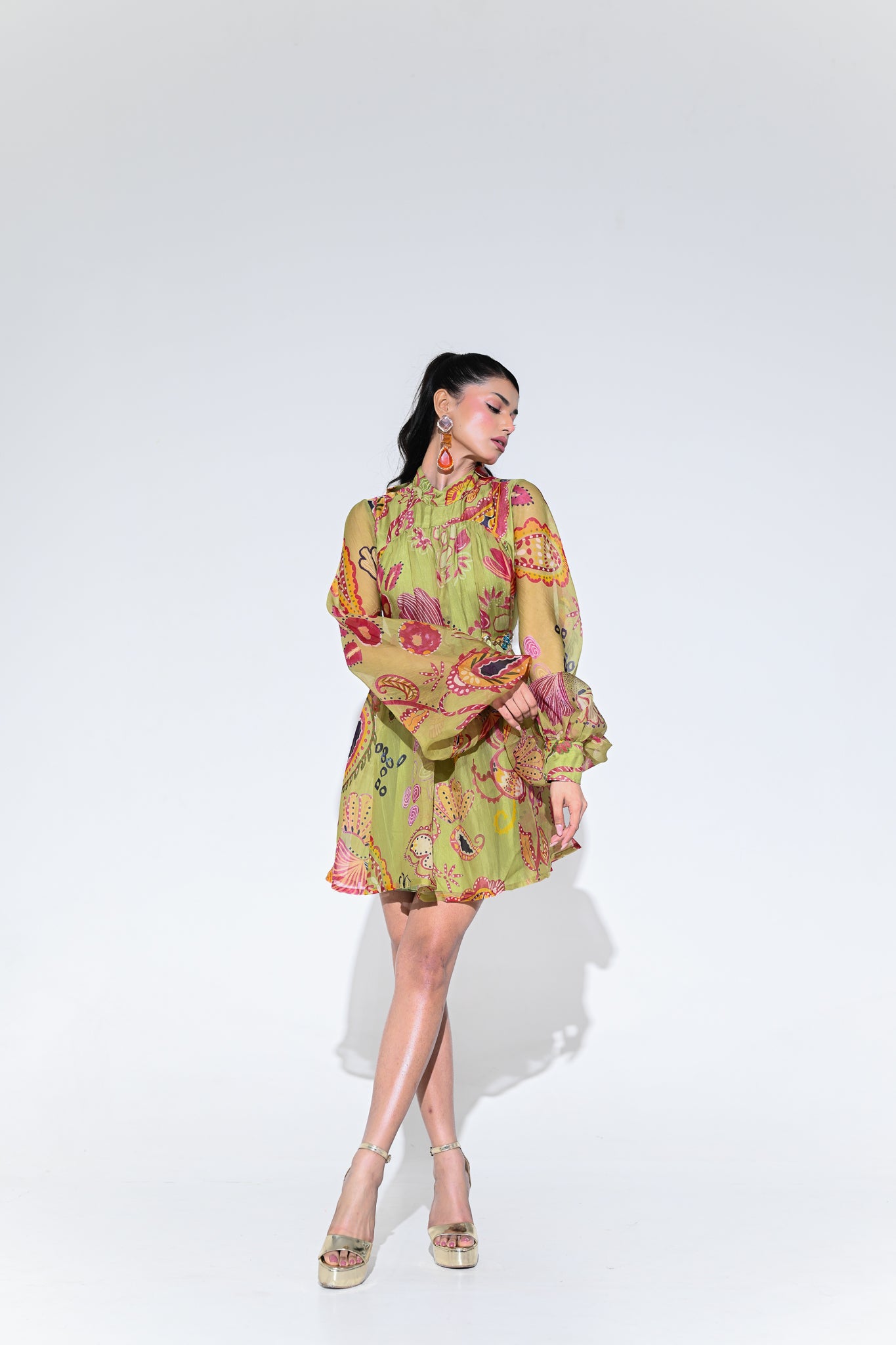 Olive Green Doll Dress With Belt
