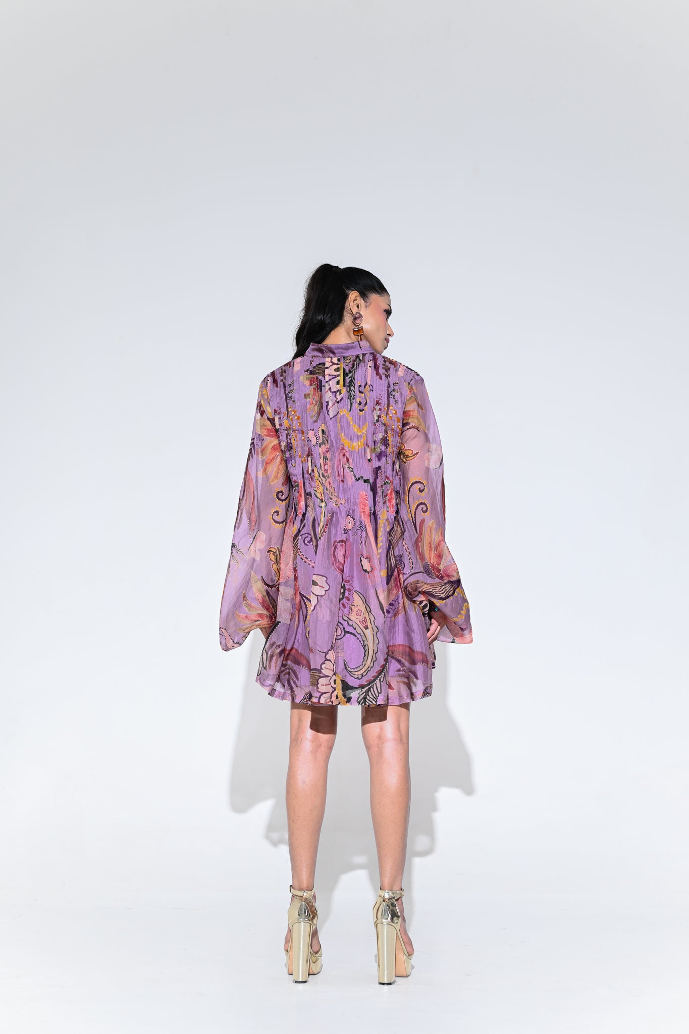 Violet Bloom Doll Dress Pleated