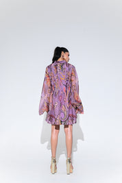 Violet Bloom Doll Dress Pleated
