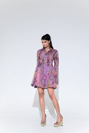Violet Bloom Doll Dress Pleated