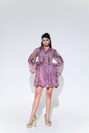 Violet Bloom Doll Dress Pleated