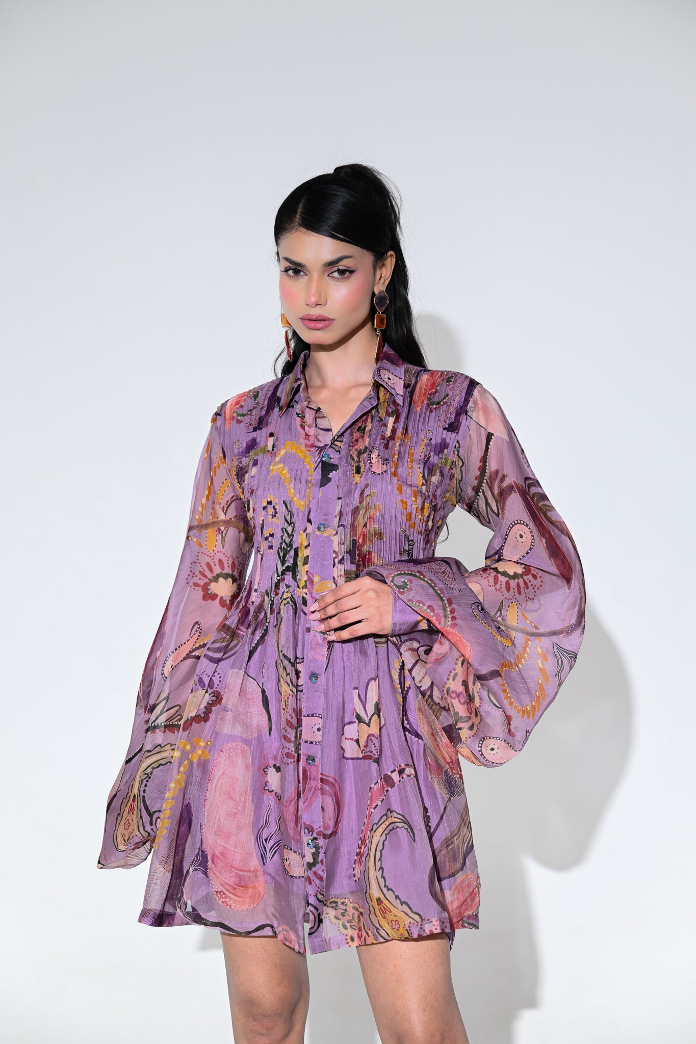 Violet Bloom Doll Dress Pleated