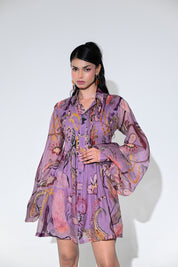 Violet Bloom Doll Dress Pleated