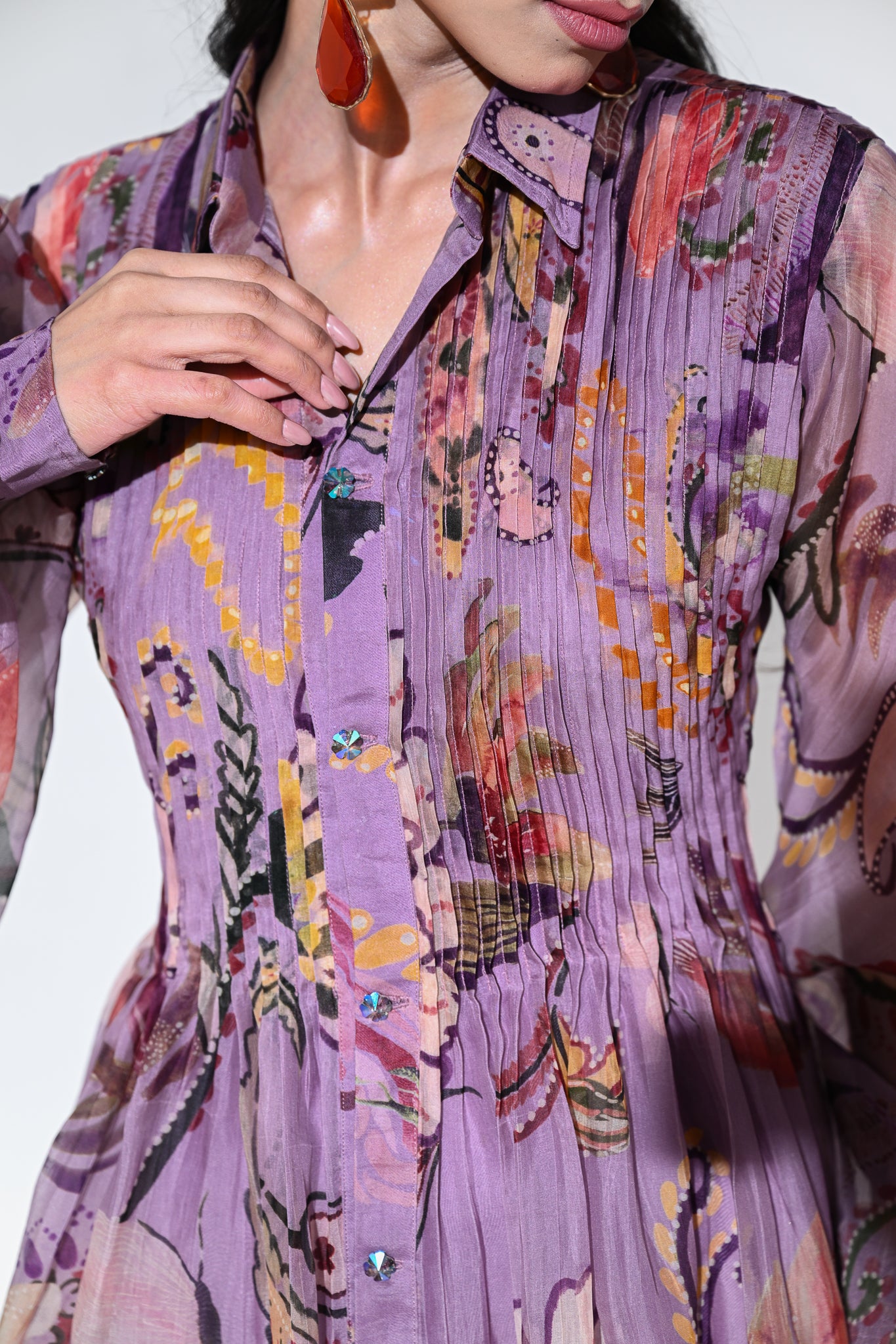 Violet Bloom Doll Dress Pleated
