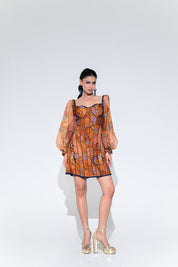 Amber Bloom Cord Corset Dress