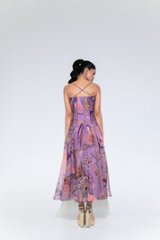 Violet Bloom Purple Corset Midi Dress