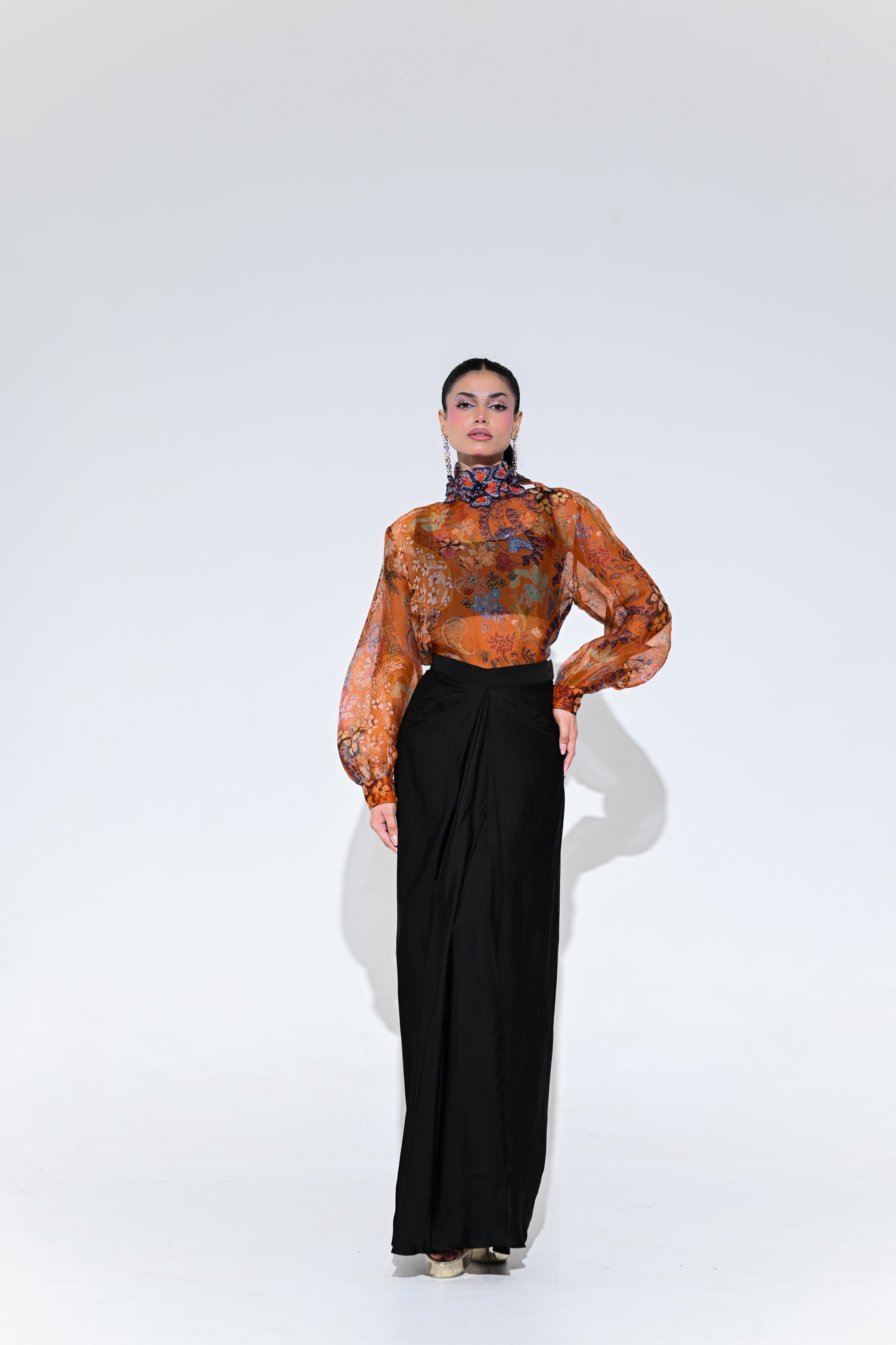 Amber Bloom Shirt Skirt Set