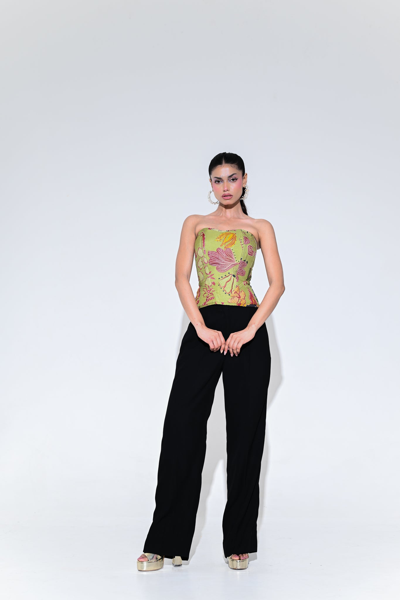 Olive Bloom Corset Set