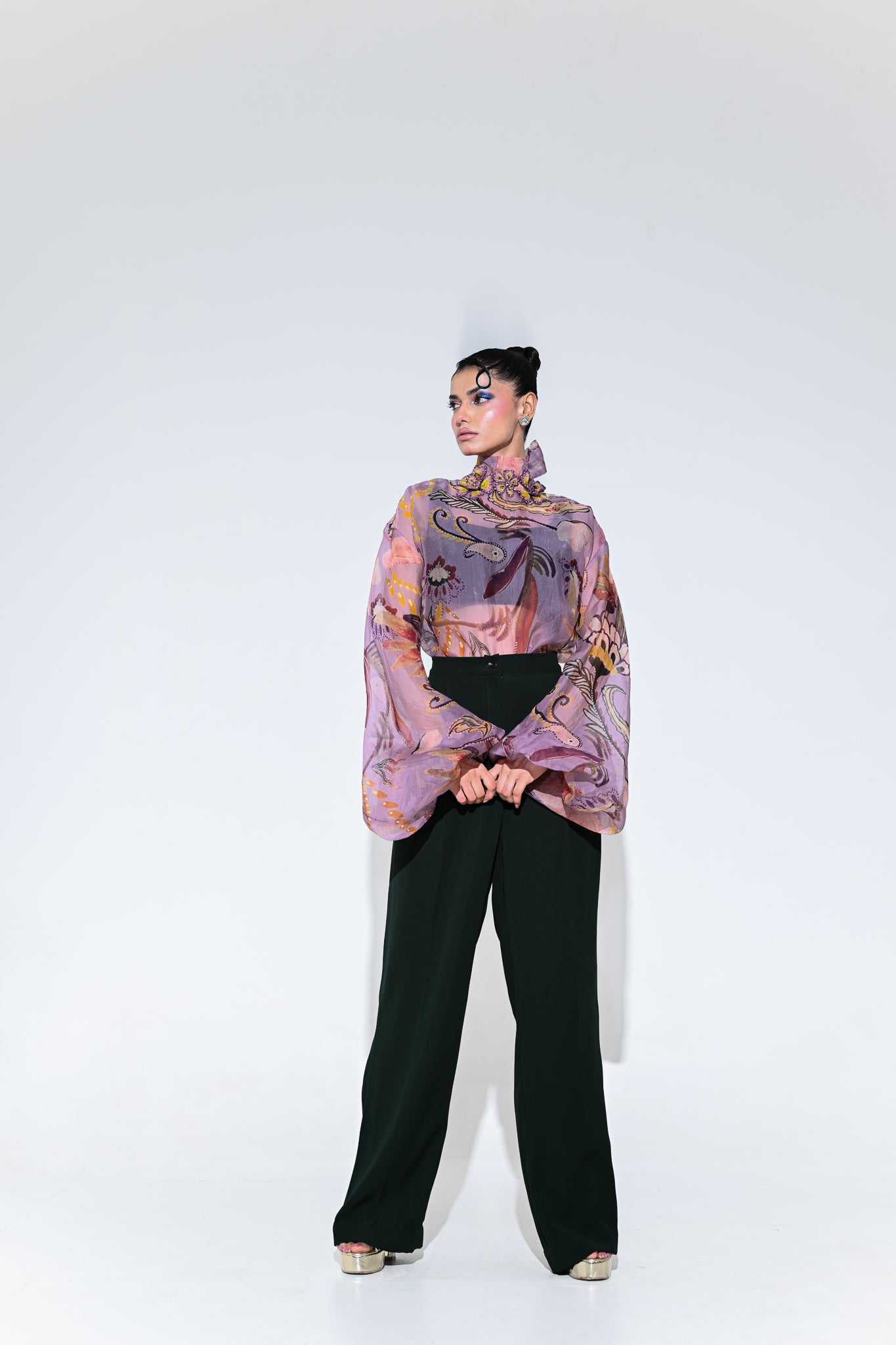 Violet Bloom Shirt Pant Set