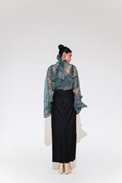 Iris Mist Embroidered Shirt Skirt Set