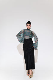 Iris Mist Embroidered Shirt Skirt Set