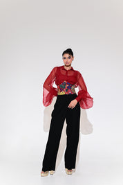 Scarlet Corset Belt Shirt Pant Set