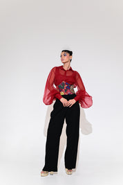 Scarlet Corset Belt Shirt Pant Set