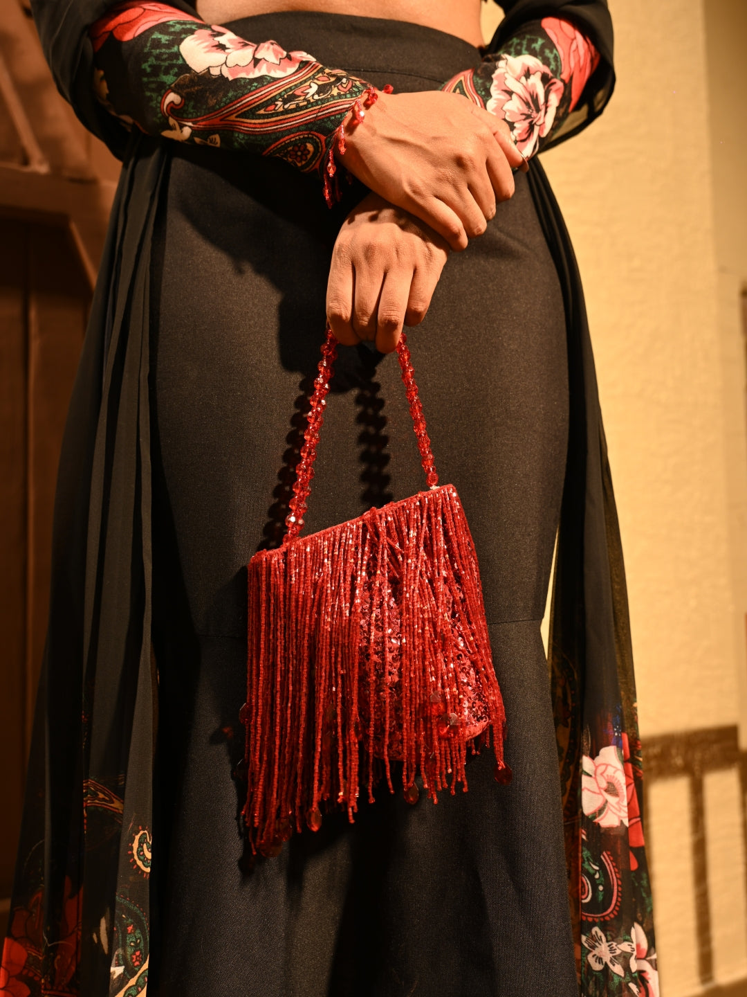 Crimson Red Shimmy Bag