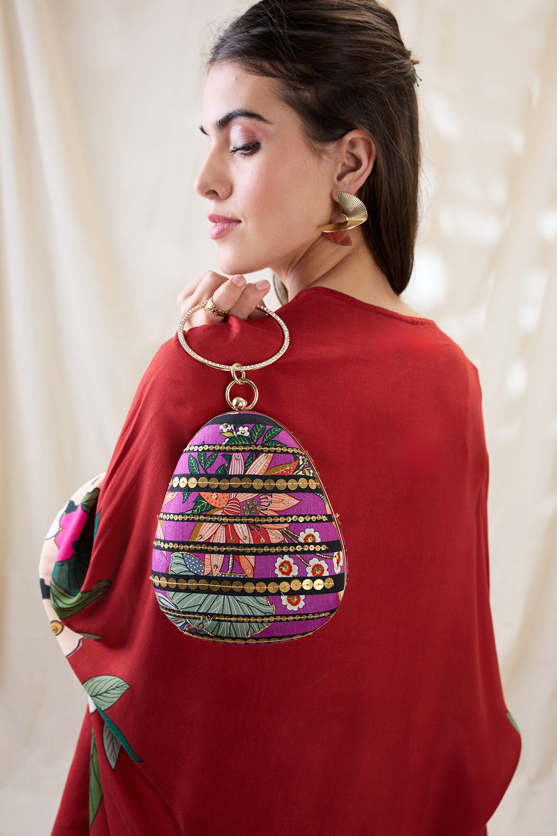 Aarani Purple Embellished Clutch Bag