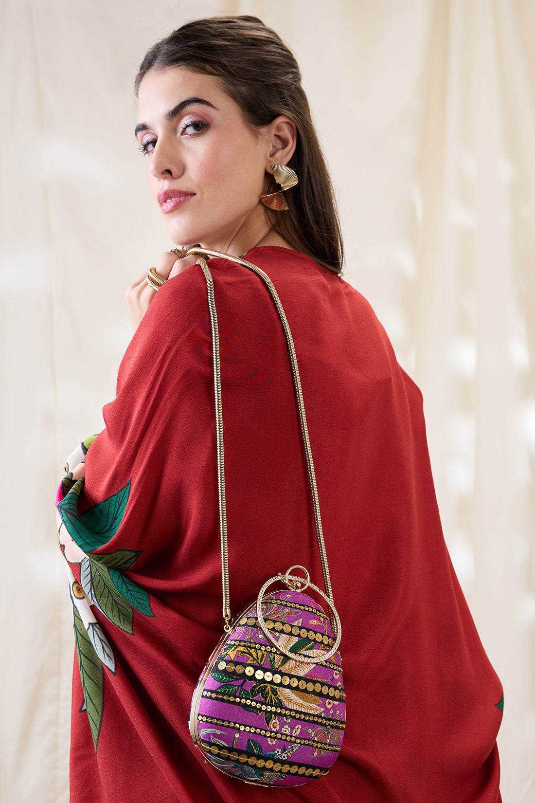 Aarani Purple Embellished Clutch Bag