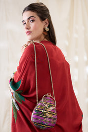 Aarani Purple Embellished Clutch Bag
