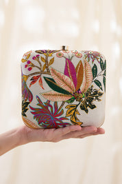Aarani White Embellished Clutch Bag