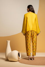 Taarani Yellow Embellished V Neck Co-ord  Set