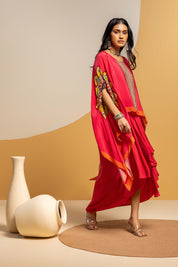 Taarani Pink Embellished Drape Skirt Set