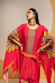 Taarani Pink Embellished Drape Skirt Set